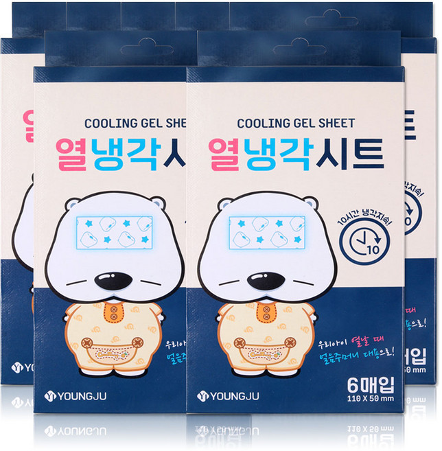 해호 곰탱이 열 냉각시트 어린이용, 6개입, 7개