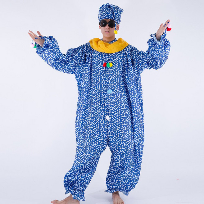 파티쇼 광대 삐에로 의상 행사 축제 할로윈 파티 코스프레 분장, 블루