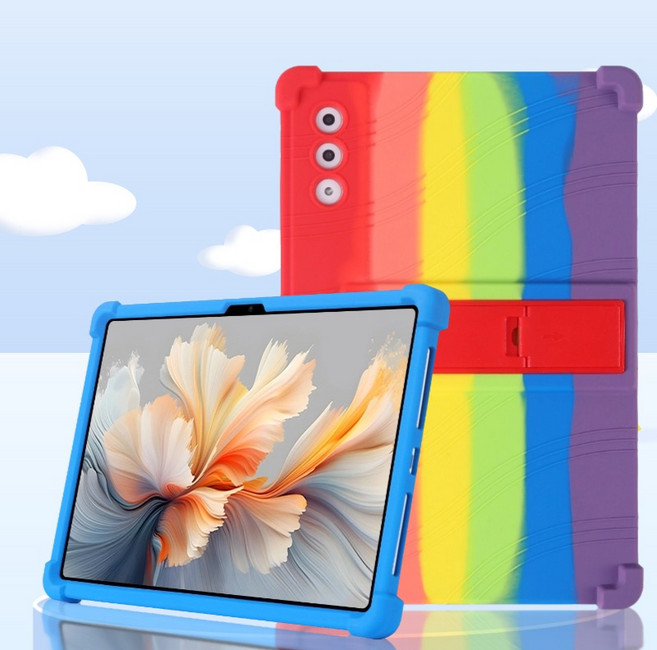 호환Lenovo Yoga Tab Plus 12.7인치 태블릿 보호 케이스 실리콘 소프트 커버 충격 방지 후면 커버 접이식 스탠드 포함 TB520FU, Black, 1개