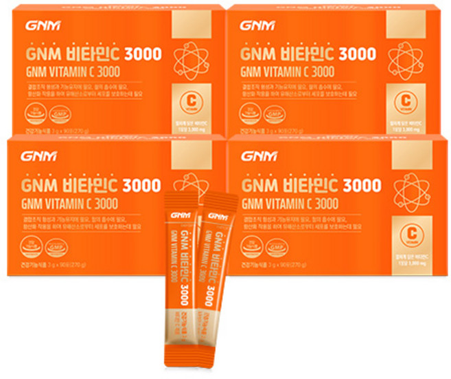 [1박스당 3개월분] GNM 고함량 비타민C 3000 / 항산화 기능성 비타민씨 분말 가루, 3g, 360개