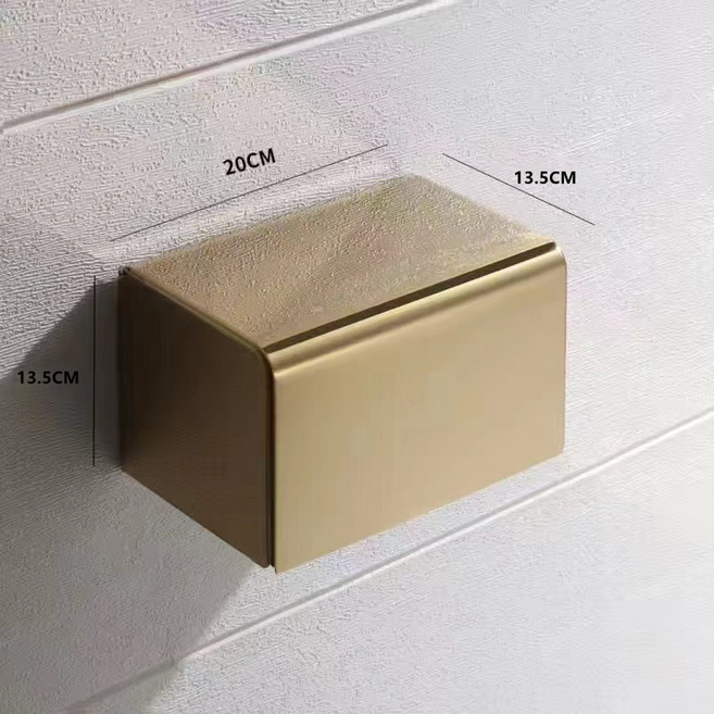 무타공 욕실 화장실 방수 휴지걸이, 1개, 골드