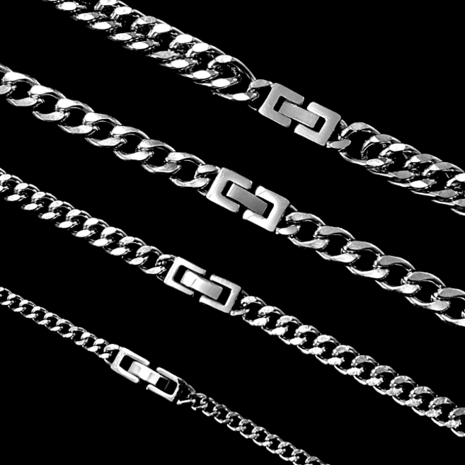 와이티지 style _ 074 버클 체인목걸이 써지컬스틸 잠금 빈티지 레이어드 커플 악세사리 기본 남자 여자 시계