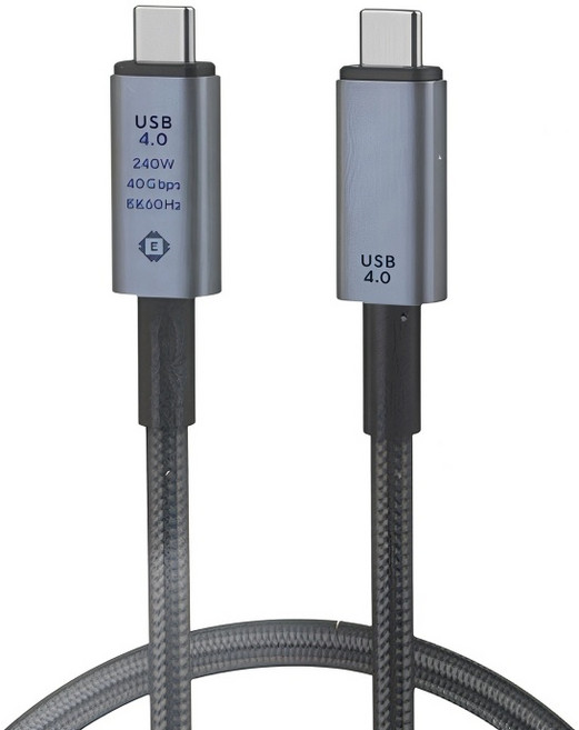 USB4 Type-C 數據線 兼容雷電4 40Gbps 240W PD快充 8K@60Hz 影音傳輸線 150cm, 1個, USB4無數顯240w40GB-011-13, 黑