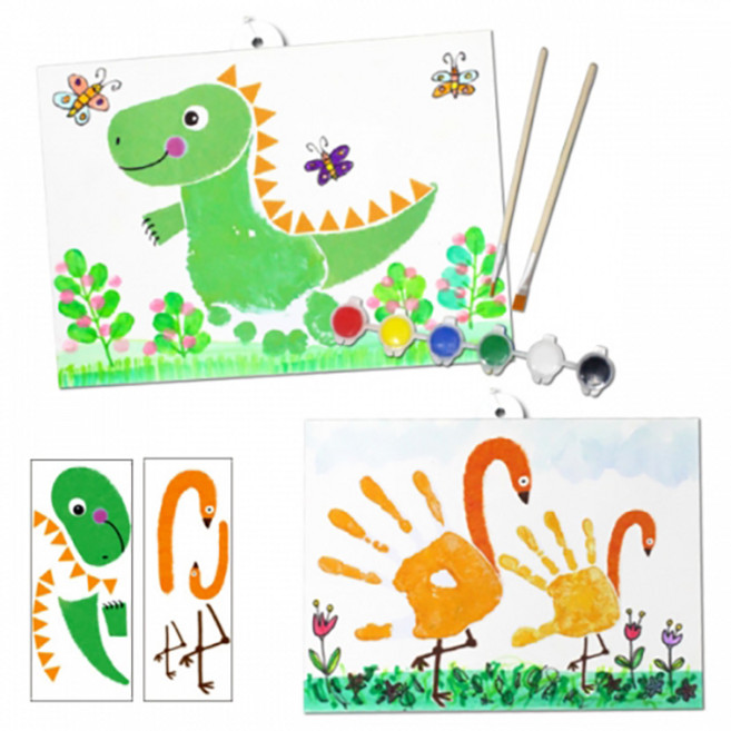 이지피아 뚝딱공작소 손도장 발도장 액자 8종 10인용 손 발 그림 미술놀이 창의력 교재, 공룡