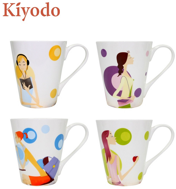 KÍYODO 時尚少女骨瓷馬克杯, 藍, 1個