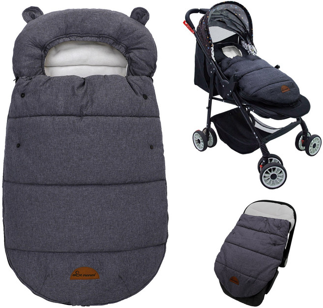 미라클 베이비 육아 곰 보온 유모차 외출용 침낭, 1개, 검은색