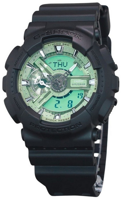 Casio G-Shock 아날로그 디지털 레진 스트랩 민트 그린 다이얼 쿼츠 GA-110CD-1A3 200M 남성용 시계