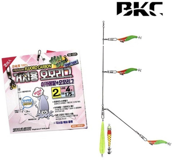 백경 거치용 오모리그 3단 한치 오징어 아카메탈 + 오모리그 채비, 1개