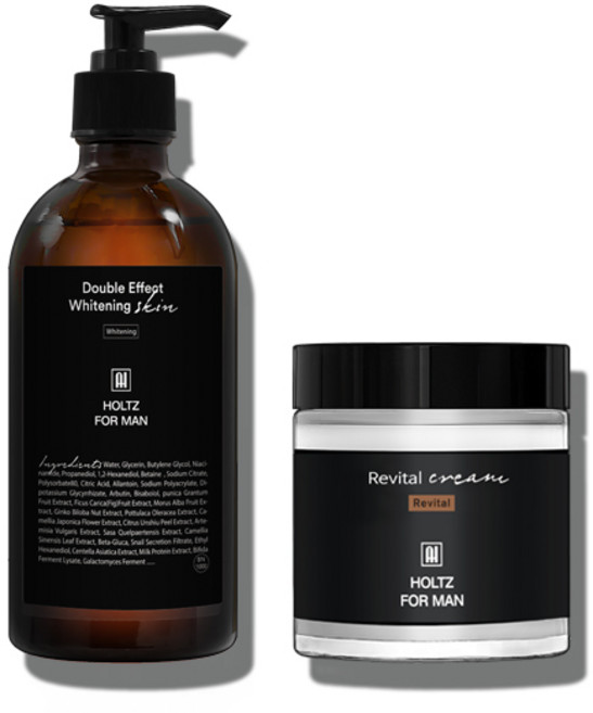 홀츠포맨 남성 남자 미백 스킨 토너 300ml 리바이탈 영양 크림 100g 2종 세트 닦토 주름개선 기능성 화장품, 1개