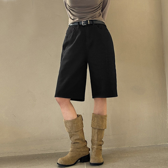 잇진 여성 코튼 와이드 버뮤다 팬츠 5부 반바지