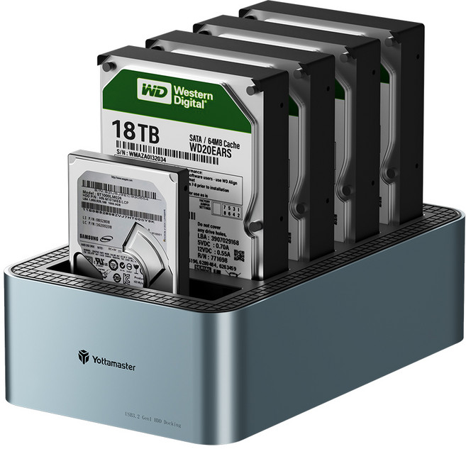 Yottamaster 5 오프라인 클론이 있는 베이 도킹 스테이션 SSD/HDD 하드 드라이브 인클로저 도킹 스테이션, 5 Bay HDD Docking Station, 1개