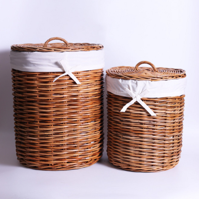 라탄 빨래햄퍼 빨래바구니 홍등빨래바구니 튼튼한 빨래바구니 뚜껑바구니, S