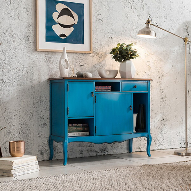 [리체갤러리] 클래식 엔틱가구 에리카 스카이 블루 콘솔 [CP]