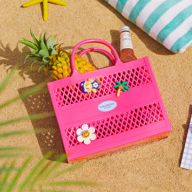 위글위글 카카오프렌즈 춘식이 젤리백 실리콘참 세트 비치가방