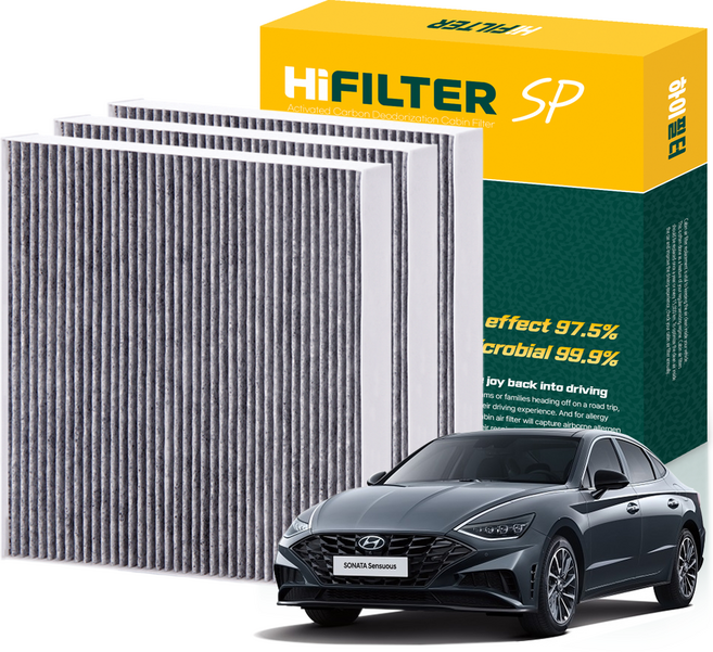 하이필터 현대 자동차 쏘나타 활성탄 에어컨필터, 3개, DN8 쏘나타 센슈어스 1.6T  HI-L012