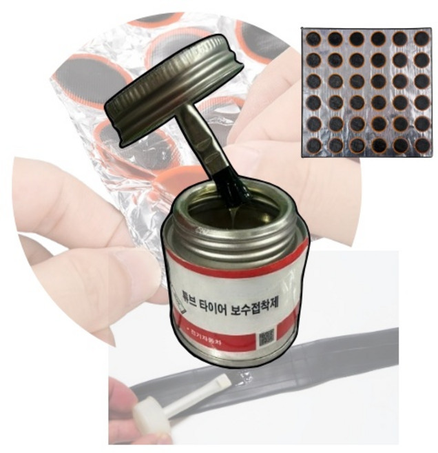 인벤* IV-4030Bp 펑크 패치 본드 40mm X 30pcs SET (타이어 빵구 잠수복 수리 보수), 본드1p+패치30p, 1세트