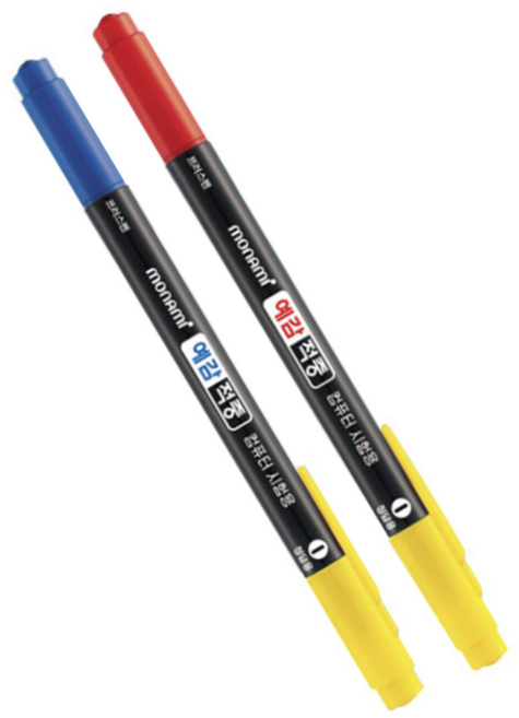 예감적중 컴퓨터용사인펜 시험펜 공시펜 마킹펜 체크마킹 합격펜 듀얼세트, 1팩, 빨강트윈+파랑트윈