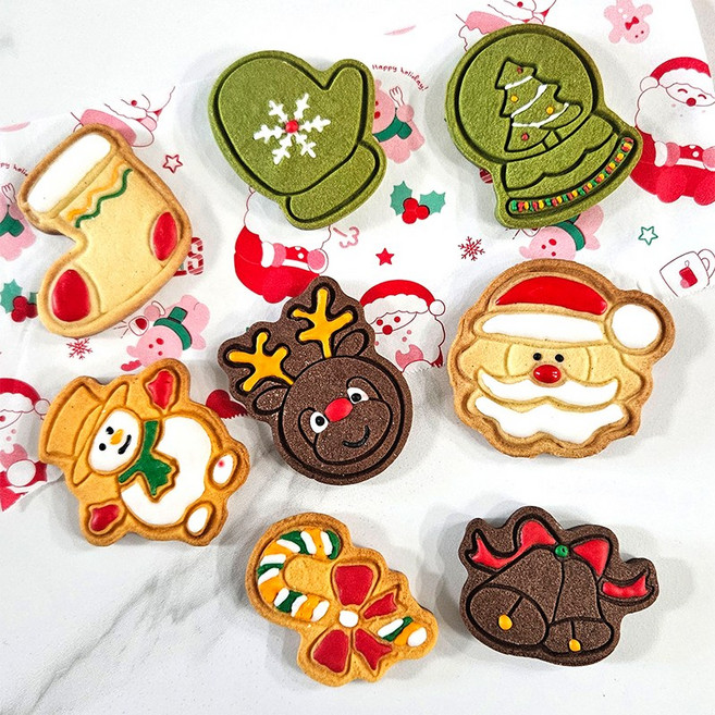 빈스메이드 크리스마스 쿠키틀 쿠키커터 쿠키스탬프, 1개
