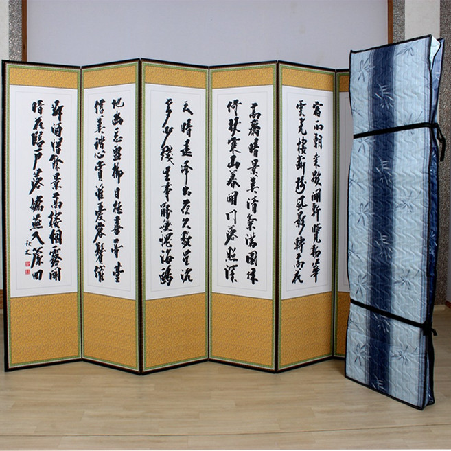 미래화랑 6폭 제사 병풍 추사 - 묵화+3중누빔 병풍커버 포함, 1개