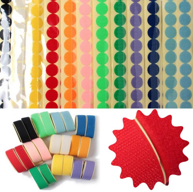 원형 벨크로 찍찍이 테이프 보슬이 까슬이 세트 양면 롤 밴드 셋트, 원형벨크로, 연두, 1개