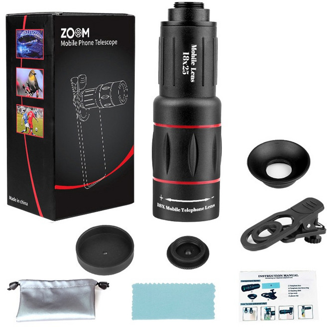 ZOOM 手機長焦望遠鏡 適用於演唱會攝影, 1個, 18倍鏡標配套裝, N/A