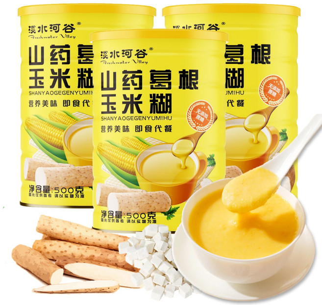 참마 칡 옥수수가루 아침식사 옥수수죽 다이어트 건강식품 간편 식사대용 옥수수스프, 3개, 500g
