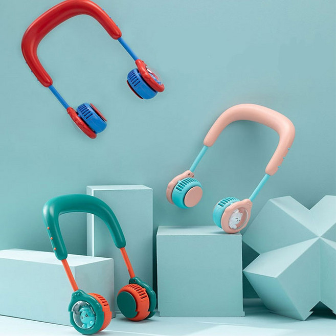 KC 인증 어린이 넥밴드 선풍기 목걸이 아동 유아 휴대용 국내배송, 그린