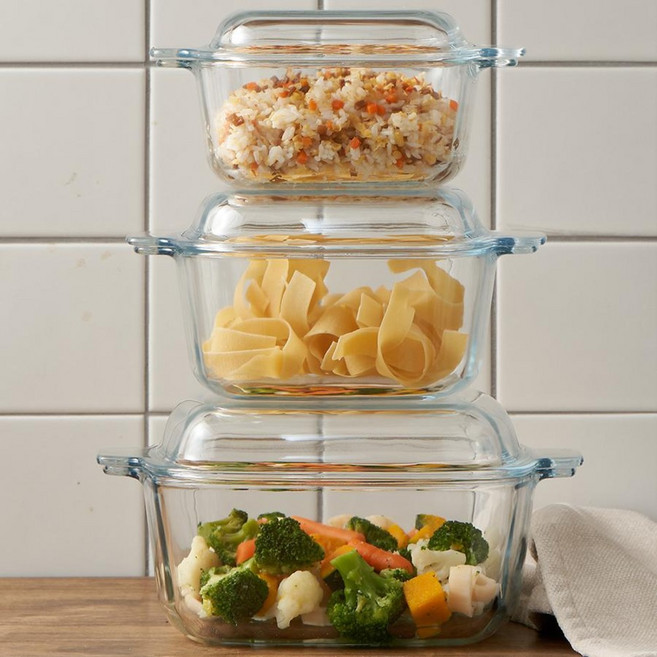 르베르폴리세 전자레인지 오븐 사각 내열 유리 계란 찜기 용기, 1개, 내열유리찜기 1500ml