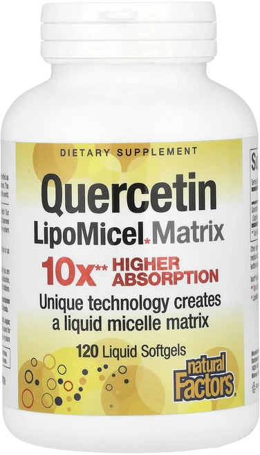Natural Factors 퀘르세틴 LipoMicel 매트릭스 250mg 액상 소프트젤 120정, NaturalFactors퀘르세틴LipoMicel매트릭, 1개 - 쿠팡