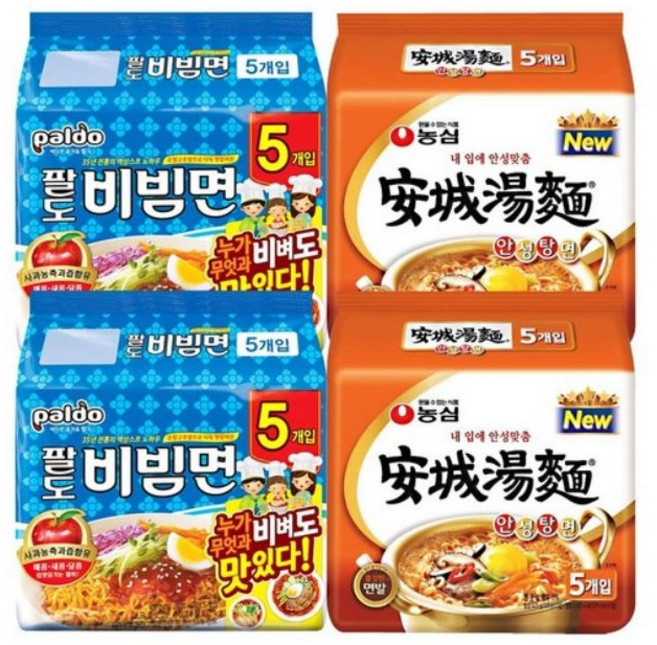 농심 안성탕면 10개 + 팔도비빔면 10개, 1세트