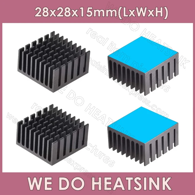 우리는 열 패드가 없거나없는 방열판 28x28x15 mm를 수행 검정색 라디에이터 LED 전력 IC 트랜지스터용 알, 08 1pcs, 01 Black With Pad