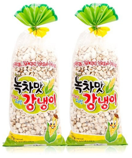 옛날과자 녹차맛 옥수수강냉이 380gx2봉, 2개, 380g