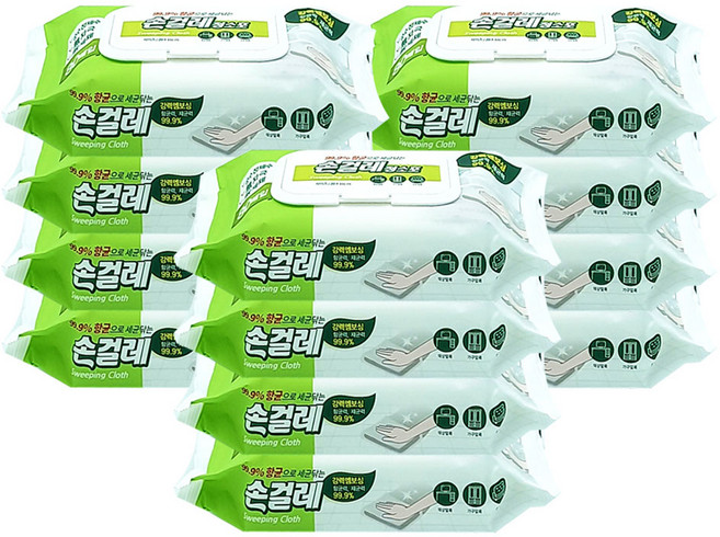 세균닦는 항균 손걸레 청소포 80매 / 다용도 세정티슈, 12개