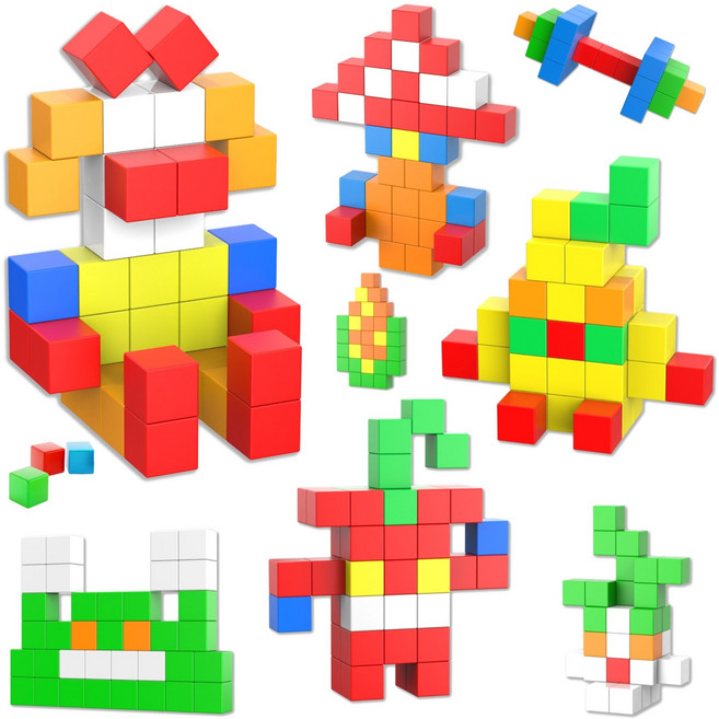 AOMIKS 60개 세트 마그네틱 큐브 30mm 대형 자석 블록 무한한 창의력을 깨우는 수학 교구, 1개