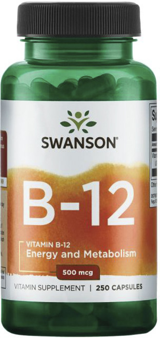 Swanson 斯旺森 維生素B-12膠囊 500mcg, 250顆, 1罐