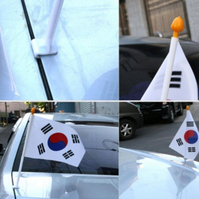 차량 외부 장착 국기 자동차 창문 거치 응원 용품 야외 행사 스포츠 경기 관람, 1개, 차량태극기