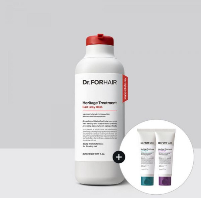닥터포헤어 두피 안티에이징 NEW 헤리티지 트리트먼트 300ml +헤리티지트리트먼트 70mlX2, 얼그레이블리스300ml
