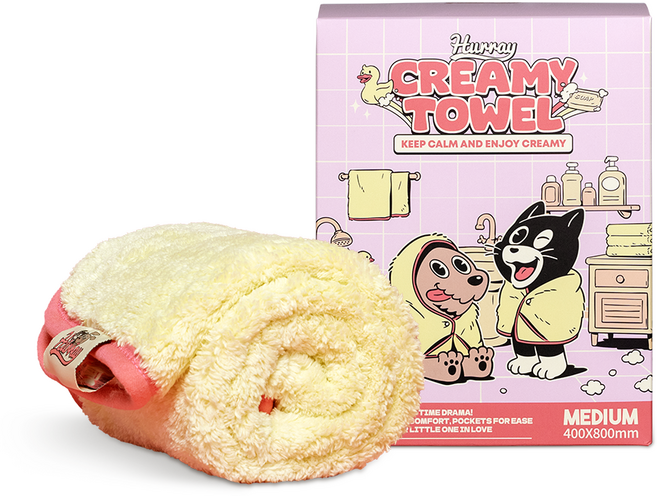 허레이 초극세사 반려동물 크리미 펫타월, 1개