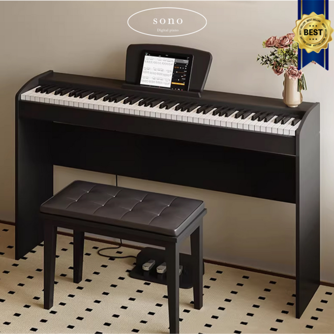 소노전자 고급형 전자 피아노 디지털 피아노 88건반 해머건반 입문용 중급자 가정용 연습용 단일 3페달 원목 스탠드, 1개, 스노우화이트, 4. SN-Hanmmer B