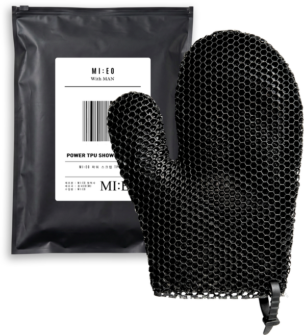 MI:EO 파워 스크럽 TPU 샤워글러브, 1개, 1개입, BLACK