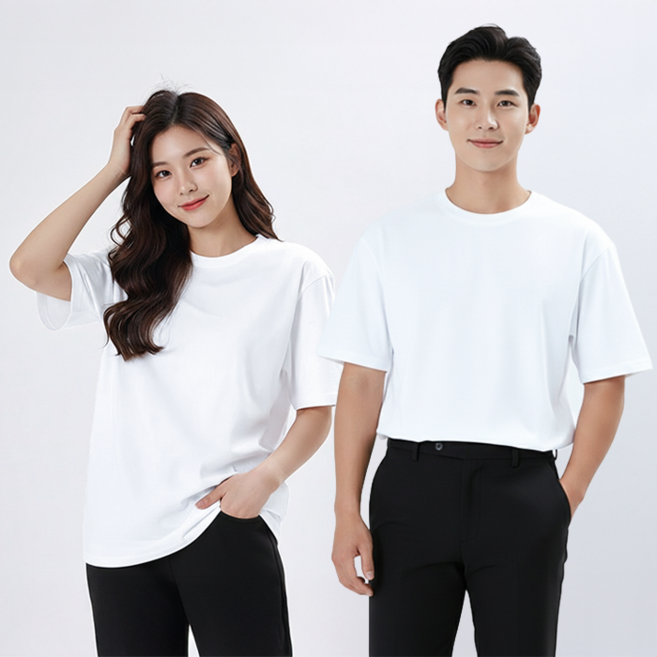 데일로엔 남자 여성 면100 기본 무지 반팔 이너 라운드 티셔츠