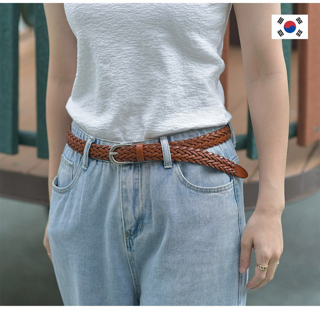 어버너 수제 꽈배기 위빙 벨트 소가죽 여자벨트 23mm