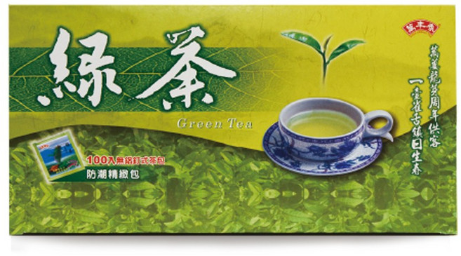 萬年春 防潮綠茶茶包, 2g, 100個裝