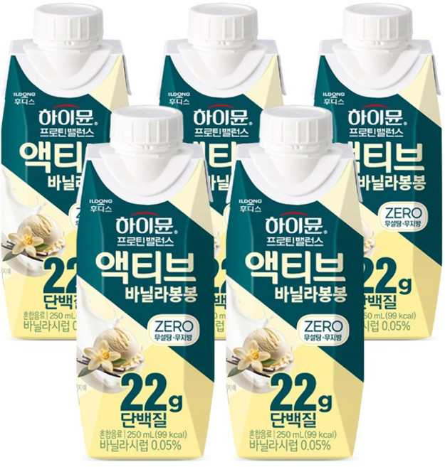 하이뮨 프로틴 밸런스 액티브 22g 바닐라봉봉 ZERO, 5개, 250ml