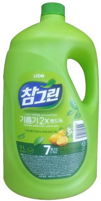 참그린 3L 주방세제 참그린 녹차 뽀드득 주방세제, 3.1kg, 2개