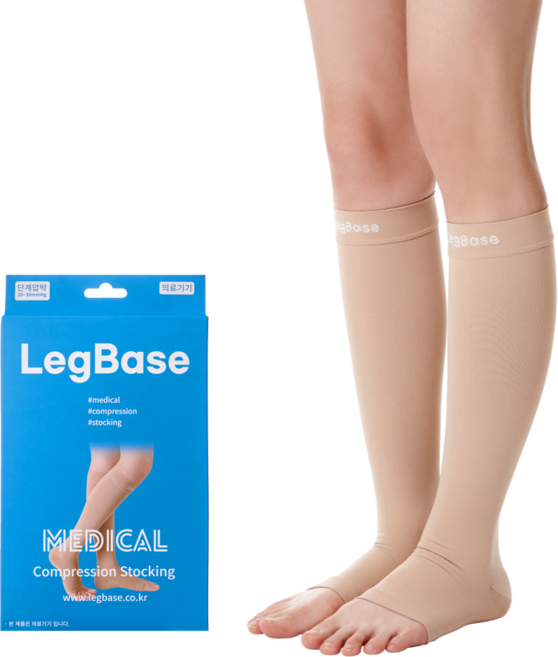 레그베이스 의료용 압박스타킹 무릎형 발트임 베이지색, 1개