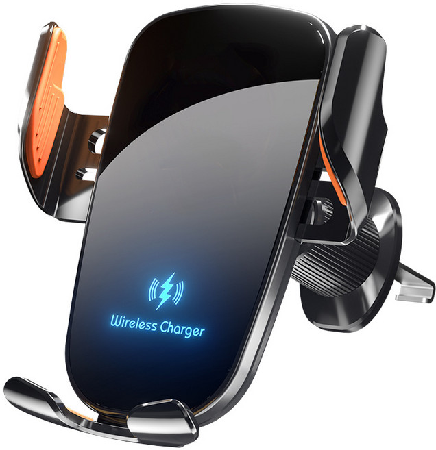 차량용 고속 무선 충전 거치대 세트 강력 고정식 통풍구형, 15W, 검정색