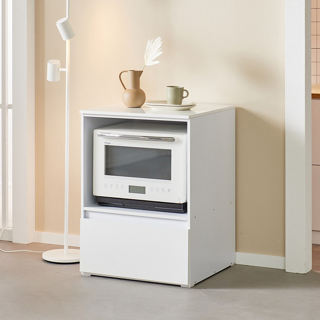 그레이스 600소형 서랍형 광파오븐렌지대 주방수납장, 그레이