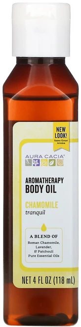 Aura Cacia 아로마테라피 바디 오일 평온한 캐모마일 118ml(4fl oz) 2팩, 1개, 118ml - 쿠팡
