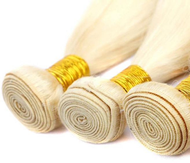 금발 번들 인간의 머리카락 613 스트레이트 인간의 머리카락 번들 브라질 처리되지 않은 버진 헤어 3 번들, 06 16인치, 01 613